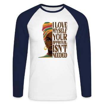 Juneteenth black history 1865 melaning african - Unisex Long Sleeve Baseball T-Shirt - white/navy - Front - Nik (191cm)