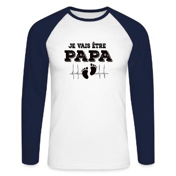 Man Soon to Dad Announcement, Dad Future Gift - Unisex Long Sleeve Baseball T-Shirt - white/navy - Front - Nik (191cm)