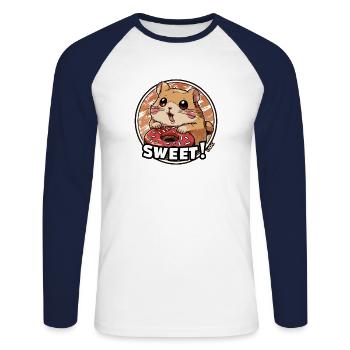 A super cute and cute hamster - Unisex Long Sleeve Baseball T-Shirt - white/navy - Front - Nik (191cm)