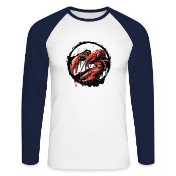 Turn around and back to the lobster - Unisex Long Sleeve Baseball T-Shirt - white/navy - Front - Nik (191cm)