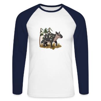 Cute Mountain Tapir Illustration - Adorable Animal - Unisex Long Sleeve Baseball T-Shirt - white/navy - Front - Nik (191cm)