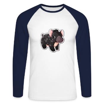 Cute Mountain Tapir Illustration - Adorable Animal - Unisex Long Sleeve Baseball T-Shirt - white/navy - Front - Nik (191cm)