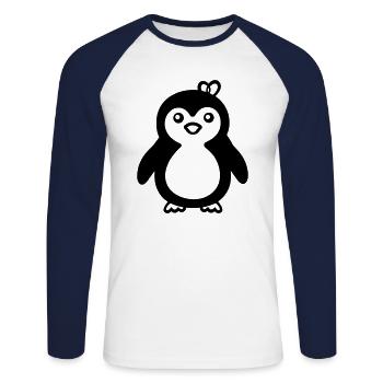 Pingouin - T-shirt baseball manches longues Homme - blanc/marine - Devant - Nik (191cm)
