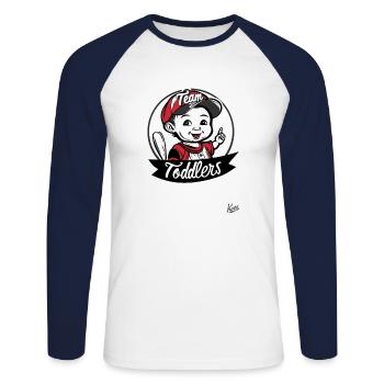 Équipe de logo de baseball amusante pour les tout-petits - T-shirt baseball manches longues Homme - blanc/marine - Devant - Nik (191cm)