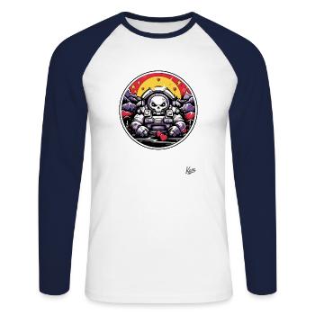 Space astronaut: skull nature and hearts - Unisex Long Sleeve Baseball T-Shirt - white/navy - Front - Nik (191cm)