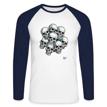 Un tas de crâne rieur crâne - T-shirt baseball manches longues Homme - blanc/marine - Devant - Nik (191cm)