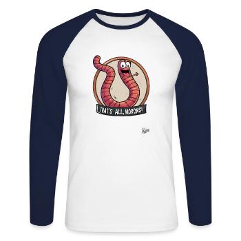 Lustiger, frecher, Wurm: Das wars, ihr Trottel - Unisex Baseballshirt langarm - Weiß/Navy - Vorne - Nik (191cm)