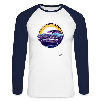 Klassischer Oldtimer: Lowrider-Legende - Unisex Baseballshirt langarm - Weiß/Navy - Vorne - Nik (191cm)