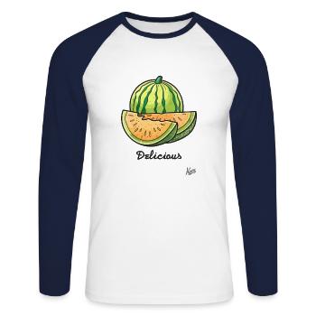Leckere Melonen Früchte - Unisex Baseballshirt langarm - Weiß/Navy - Vorne - Nik (191cm)
