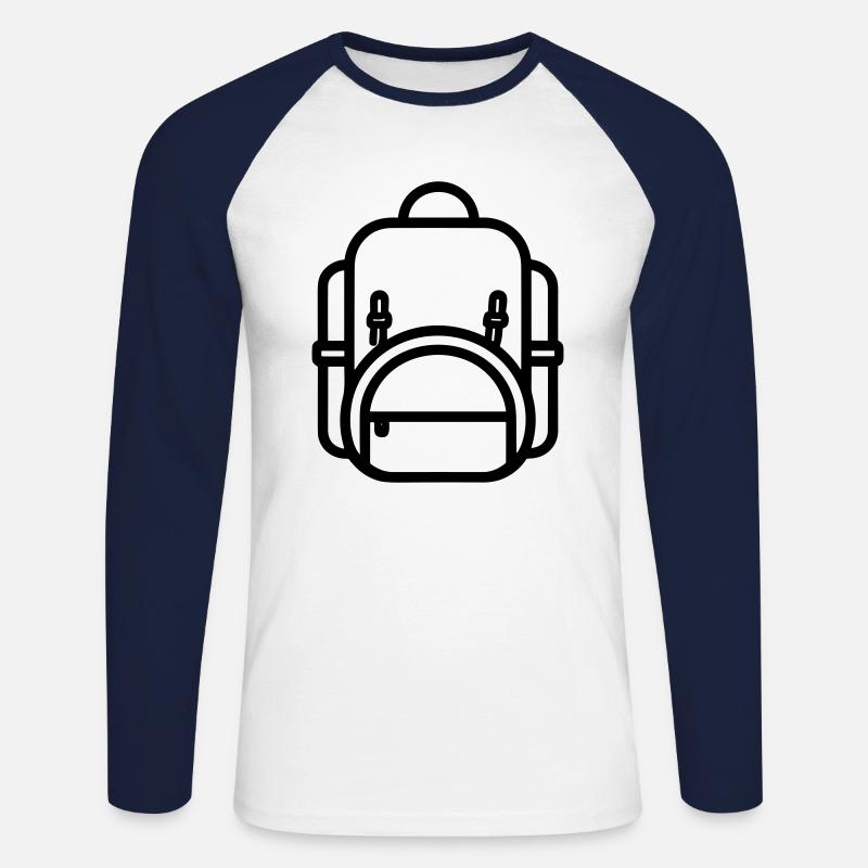Rucksack - Unisex Baseballshirt langarm - Weiß/Navy