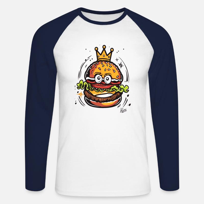 König mit einer Krone Burger - Unisex Baseballshirt langarm - Weiß/Navy
