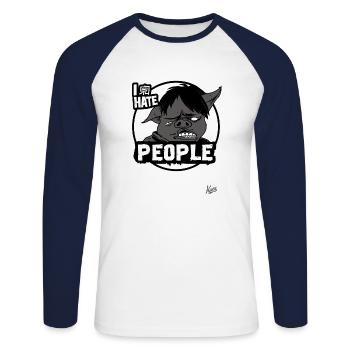 I hate people, sarcasm pig - Unisex Long Sleeve Baseball T-Shirt - white/navy - Front - Nik (191cm)