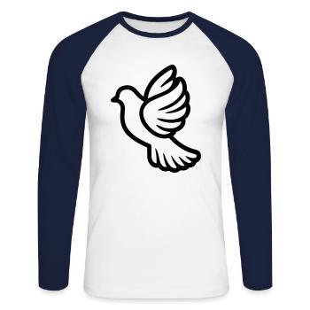 Colombe - T-shirt baseball manches longues Homme - blanc/marine - Devant - Nik (191cm)