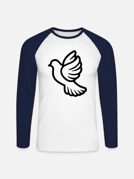 Taube - Unisex Baseballshirt langarm - Weiß/Navy