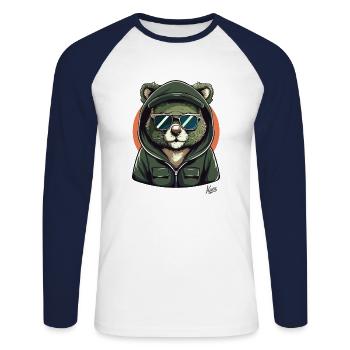 Sweat à capuche cool et lunettes de soleil Koala Bear - T-shirt baseball manches longues Homme - blanc/marine - Devant - Nik (191cm)