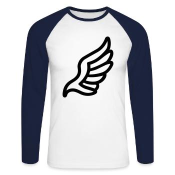 Ailes d'ange - T-shirt baseball manches longues Homme - blanc/marine - Devant - Nik (191cm)
