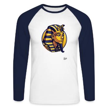 La momie de Pharaon - T-shirt baseball manches longues Homme - blanc/marine - Devant - Nik (191cm)