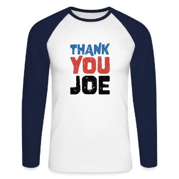 Vielen Dank, Joe - Wähler der Patriotischen Demokraten - Unisex Baseballshirt langarm - Weiß/Navy - Vorne - Nik (191cm)