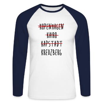 Kreuzberg Berlin Streichliste - Unisex Baseballshirt langarm - Weiß/Navy - Vorne - Nik (191cm)