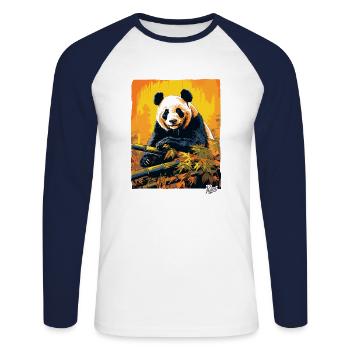Panda in the jungle - Unisex Long Sleeve Baseball T-Shirt - white/navy - Front - Nik (191cm)