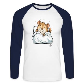 Small, cute, sleeping hamster - Unisex Long Sleeve Baseball T-Shirt - white/navy - Front - Nik (191cm)