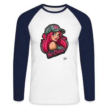 Hot Chica – Latina ardente - T-shirt baseball manches longues Homme - blanc/marine - Devant - Nik (191cm)
