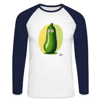 Funny, out-of-place zucchini - Unisex Long Sleeve Baseball T-Shirt - white/navy - Front - Nik (191cm)