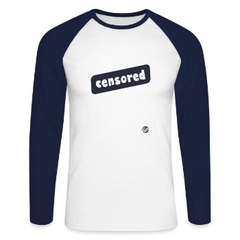 Censored - Unisex Long Sleeve Baseball T-Shirt - white/navy - Front - Nik (191cm)