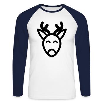renne de noel - T-shirt baseball manches longues Homme - blanc/marine - Devant - Nik (191cm)