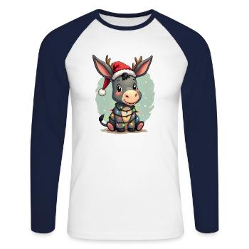 Esel Elfe Weihnachten - Unisex Baseballshirt langarm - Weiß/Navy - Vorne - Nik (191cm)
