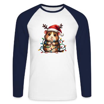 Weihnachtsshirt Meersch Weihnachtslichter Geschenk - Unisex Baseballshirt langarm - Weiß/Navy - Vorne - Nik (191cm)