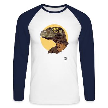 A cool monitor lizard - Unisex Long Sleeve Baseball T-Shirt - white/navy - Front - Nik (191cm)