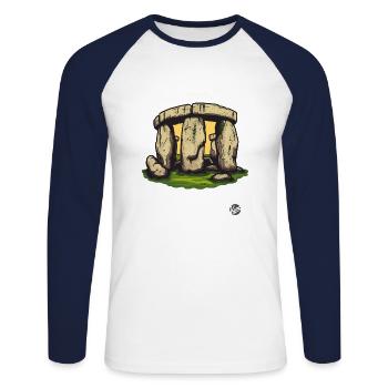 pagan Stonehenge cult - Unisex Long Sleeve Baseball T-Shirt - white/navy - Front - Nik (191cm)