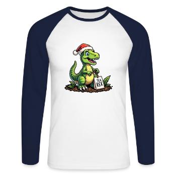 Tea Rex Weihnachten Weihnachtsmann Mütze - Unisex Baseballshirt langarm - Weiß/Navy - Vorne - Nik (191cm)