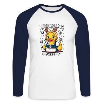 Rentier war ausverkauft Elch - Unisex Baseballshirt langarm - Weiß/Navy - Vorne - Nik (191cm)