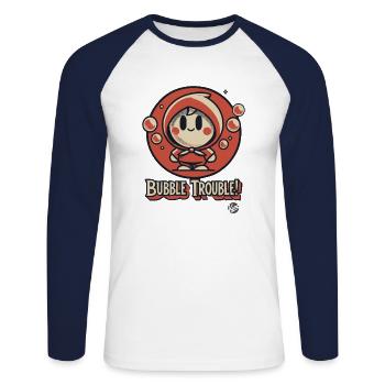 Pas de créature Kawaii mignonne bulle de savon bulle - T-shirt baseball manches longues Homme - blanc/marine - Devant - Nik (191cm)