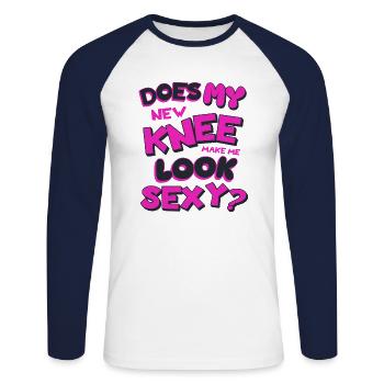 Mon nouveau genou me donne-t-il l’air sexy Chirurgie du genou - T-shirt baseball manches longues Homme - blanc/marine - Devant - Nik (191cm)