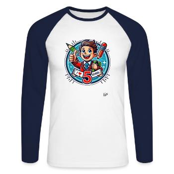 Fröhlicher Schuljunge „Ich liebe die Schule“ - Unisex Baseballshirt langarm - Weiß/Navy - Vorne - Nik (191cm)