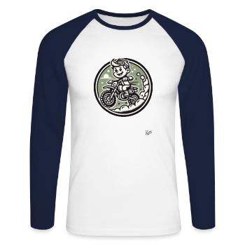 Lustiger kleiner Motocross-Junge - Unisex Baseballshirt langarm - Weiß/Navy - Vorne - Nik (191cm)
