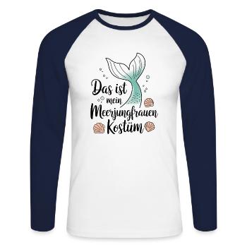 C’est mon costume de sirène - T-shirt baseball manches longues Homme - blanc/marine - Devant - Nik (191cm)