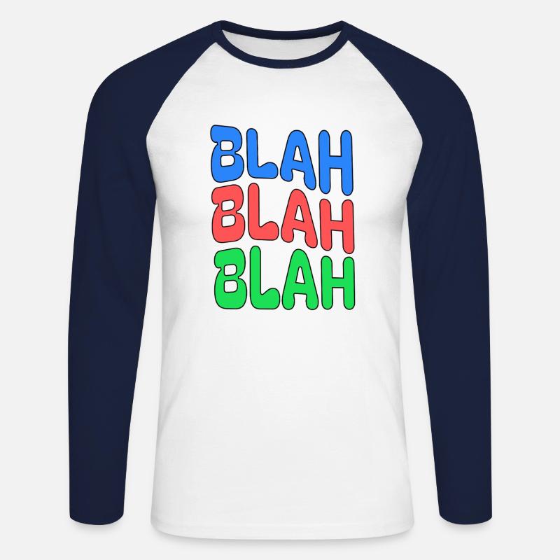 BLAH BLAH BLAH Farbiges Statement - Unisex Baseballshirt langarm - Weiß/Navy