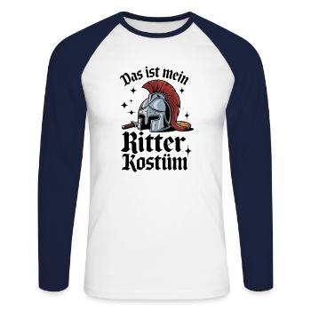 C’est mon costume de chevalier - T-shirt baseball manches longues Homme - blanc/marine - Devant - Nik (191cm)