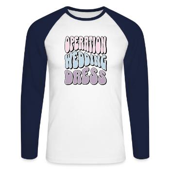 Kleid Shopping Squad Operation Brautkleid - Unisex Baseballshirt langarm - Weiß/Navy - Vorne - Nik (191cm)