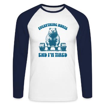 Tout me fait mal et je suis fatigué de soulever du poids - T-shirt baseball manches longues Homme - blanc/marine - Devant - Nik (191cm)