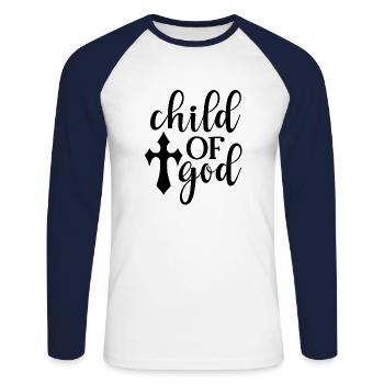 Kind Gottes - Unisex Baseballshirt langarm - Weiß/Navy - Vorne - Nik (191cm)