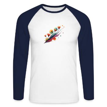 Abstract Floral Flow - Unisex Long Sleeve Baseball T-Shirt - white/navy - Front - Nik (191cm)