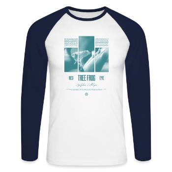 Rotäugiger Laubfrosch Regenwald Amphibie - Unisex Baseballshirt langarm - Weiß/Navy - Vorne - Nik (191cm)