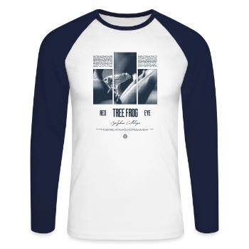 Rotäugiger Laubfrosch Regenwald Amphibie - Unisex Baseballshirt langarm - Weiß/Navy - Vorne - Nik (191cm)