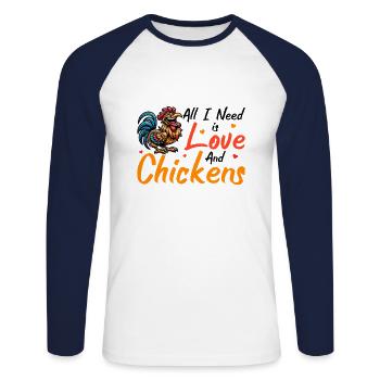 Poulets Poulets - T-shirt baseball manches longues Homme - blanc/marine - Devant - Nik (191cm)