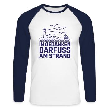 Baltic Sea North Sea coast Barefoot on the beach in thoughts - Unisex Long Sleeve Baseball T-Shirt - white/navy - Front - Nik (191cm)